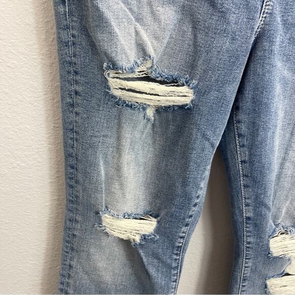 Good American Good Waist Jeans Indigo Distressed Raw Chewed Hem - Picture 5 of 12